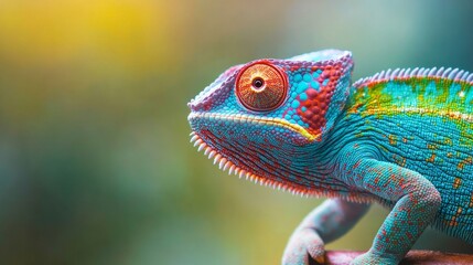 Chameleon / lizard - Photo of a beautiful Chameleon / Colorfull / Copy Space / Blank Text. Macro photography display.