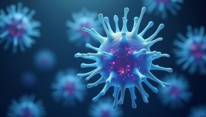  Viral particles in a digital illustration