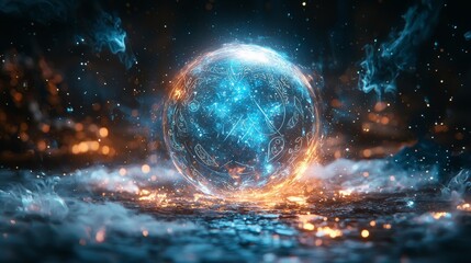 Obraz premium Glowing Orb with Smoke and Sparks