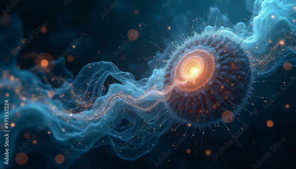 Poster mysterious cosmic entity glowing with celestial energy