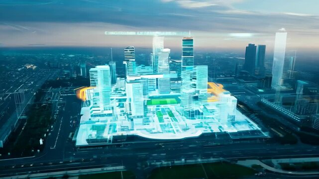 "Creative graphic design of an innovative architecture and civil engineering plan for a building construction project, highlighting city infrastructure development by architects"