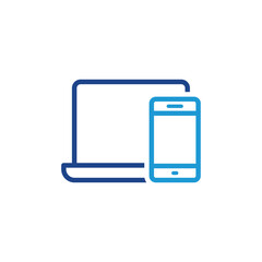 Responsive vector icon. laptop with smartphone icon