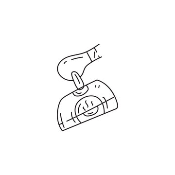 recommend clip art: Hand-drawn line art illustration of a hairdryer, hair dryer icon