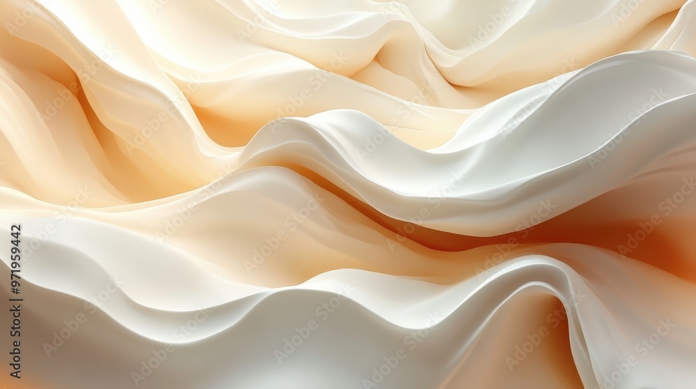 Aufkleber abstract beige backgroun with wavy folde ribbon or paper scroll