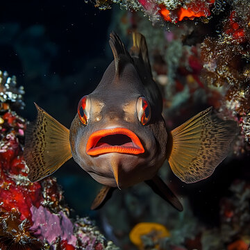 red -lipped batfish