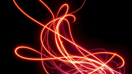 Dynamic abstract light trails swirling against a dark background, showcasing vibrant colors and fluid motion in contemporary art