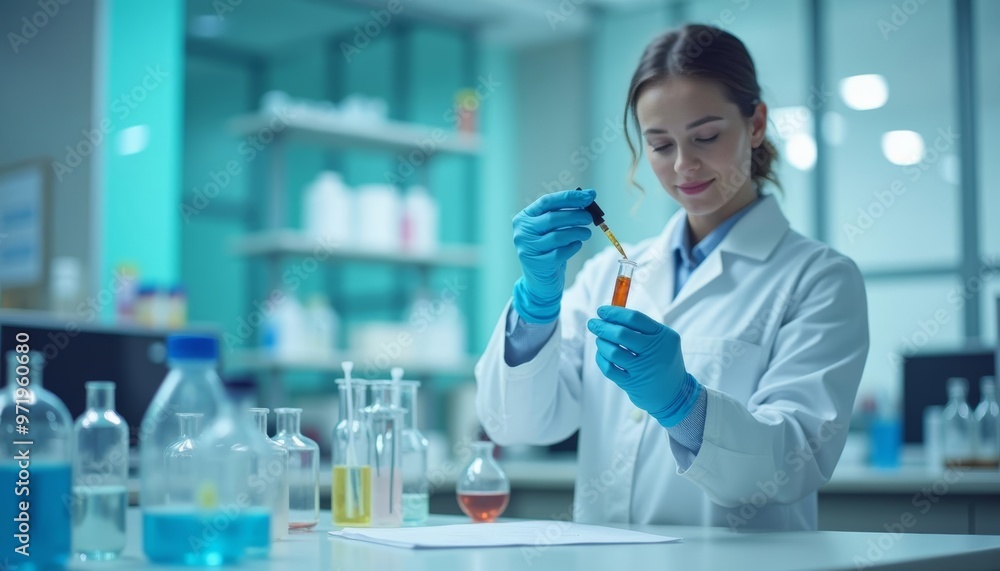 Poster experimenting with precision a scientist at work in the lab