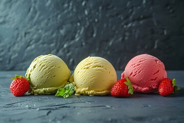Summer Scoops Pistachio, Vanilla, and Strawberry Ice Cream