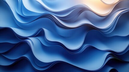 Fototapeta premium abstract blue fashion backgroun folde ribbon wavy paper scroll macro