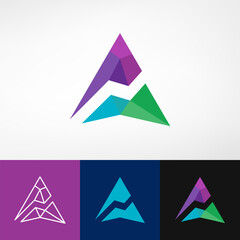 Letter A geometric growth chart, with abstract triangle style. Modern and bold logo. Suitable for financial accounting, business consulting, internet, technology, cryptocurrency, etc.