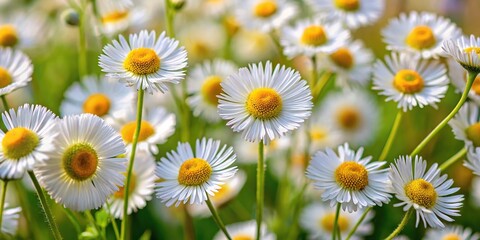 Obraz premium White flowers of daisy fleabane blooming in spring