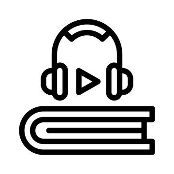 headphones on book, audio learning concept clip art preview