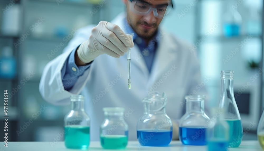Aufkleber experimenting with precision a scientist at work