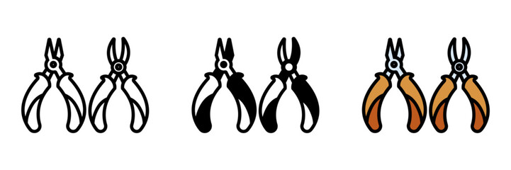 Jewelry Pliers Icon, Small, handheld tools used for bending, shaping, or cutting wire in jewelry-making, essential for intricate craftsmanship.