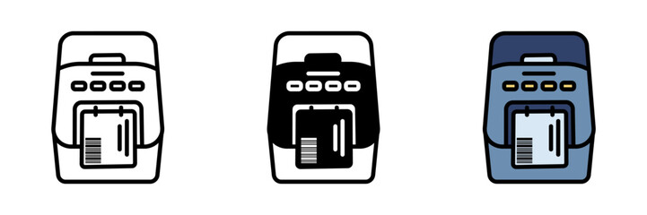 Label Printer Icon, A device that prints labels for organization, identification, or branding, commonly used in home, office, or business settings.