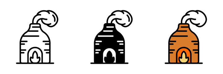 Obraz premium Mini Kiln Icon, A small oven used for firing ceramics, glass, or metal, reaching high temperatures for crafting and jewelry-making.