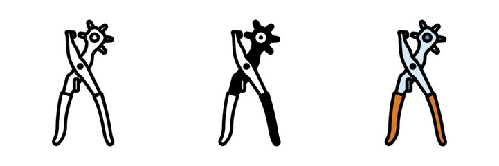 Leather Punch Icon, A tool used to create holes in leather materials, crucial for making belts, bags, and other leather goods.