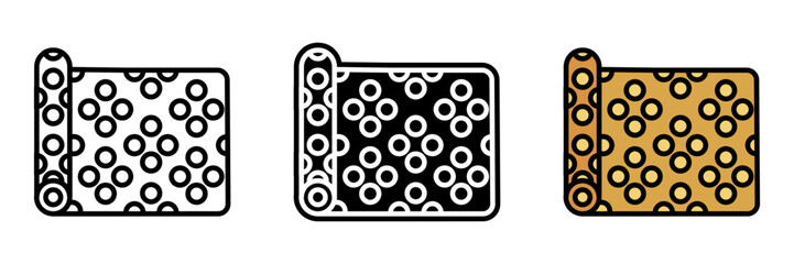 Pattern Paper Icon, Pre-printed paper used in sewing or crafting, providing a template for cutting fabric or materials into desired shapes.