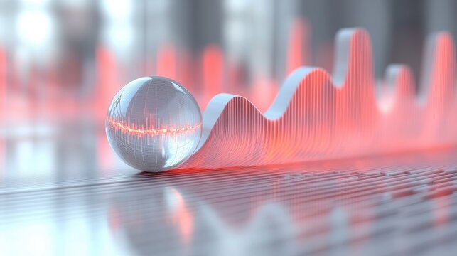 abstract concept white increasing chart with re glass ball financial statistics business metaphor modern minimal christmas background