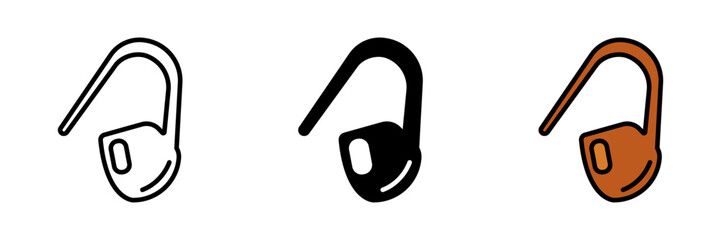 Stitch Marker Icon, A small tool used in knitting or crochet to mark specific stitches, aiding in pattern accuracy and tracking.