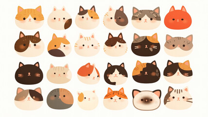 【背景素材】カラフルでポップな猫のイラスト素材,空想,かわいい,シンプル,