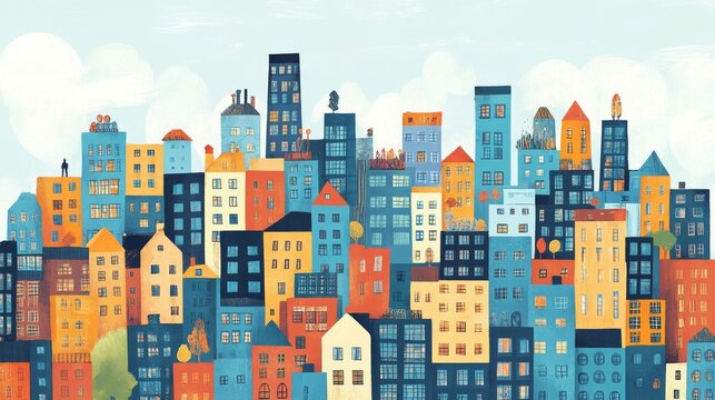 A cityscape showing neighborhoods of different economic levels, highlighting socioeconomic diversity