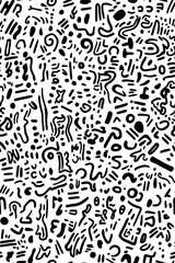 Fototapeta premium Black and White Doodle Hand Drawn Seamless Pattern.