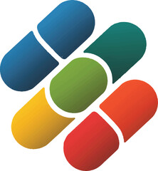 Abstract logo with four colorful shapes illustration art