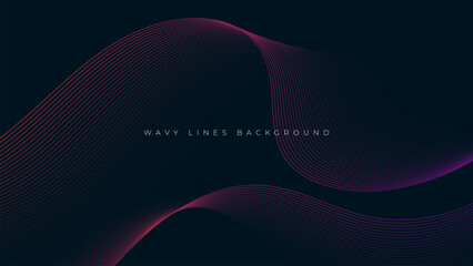Abstract wavy lines background, gradient lines shape decorative design vector