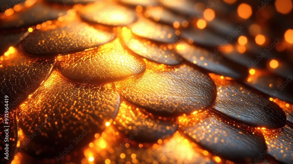 Poster abstract golden backgroun with scales texture