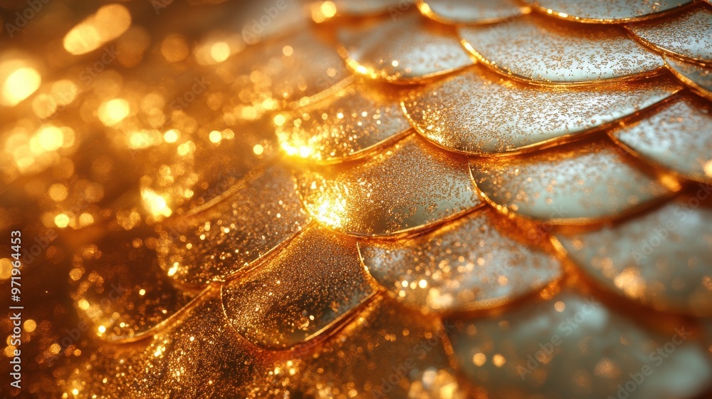 Poster abstract golden backgroun with scales texture