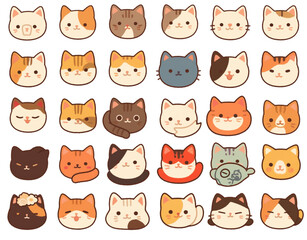 Fototapeta premium 【透過PNG】カラフルな猫のアイコン,ファミリー,幸せ,楽しい,子猫,