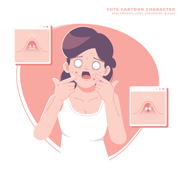 girl with ance problems illustration