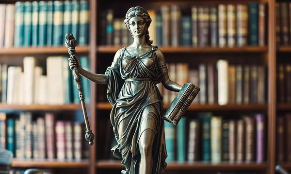 Themis, Lady Justice, Statue in a Library