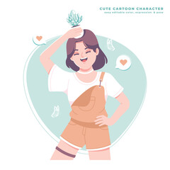 plant lovers girl character design