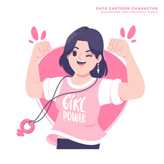 strong woman character illustration design