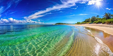 Wide-angle dream beach with crystal clear water