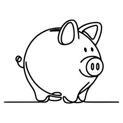one line drawing piggy bank vector illustration template design