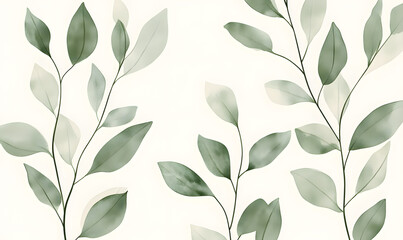 2D illustrator doodle-style floral and leaf graphics on a white background or wallpaper