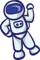 Cute Astronaut Vector Hand drawn  Illustration. Cosmonaut character waving hand. Spaceman cartoon Science Technology Concept Isolated.