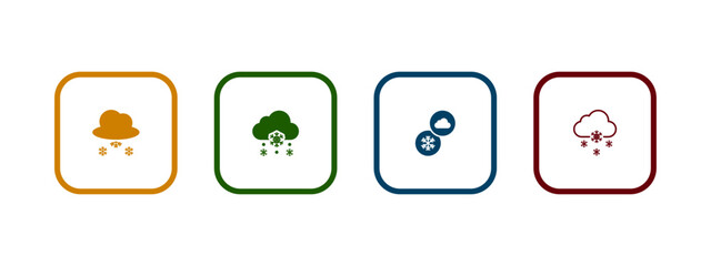 cloud with snow icon vector illustration. snowing icon in different color design.