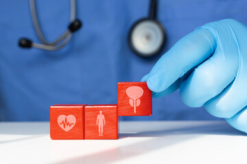 Bladder and prostate stamped on wooden cubes, prostate cancer, bladder cancer, male healthcare...