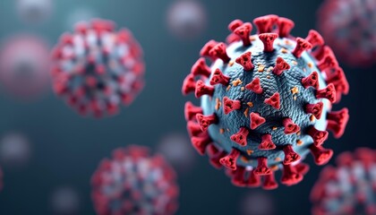  Viral outbreak  A closeup view of a virus particle