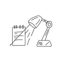 Desk lamp shining light on notepad illustration