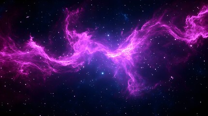 Obraz premium Cosmic swirling pattern in deep purples and blacks, ethereal nebula shapes, glowing stars scattered, seamless design, fantasy style, digital art.