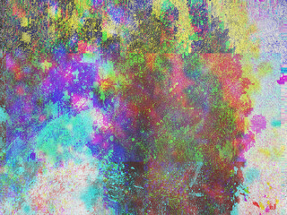 A grunge-inspired glitch background with a distressed texture and muted tones.