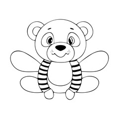 cute teddy bear with wings icon over white background, vector illustration