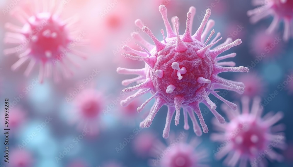 Aufkleber viral particles in a microscopic view illustrating the complexity of their structure