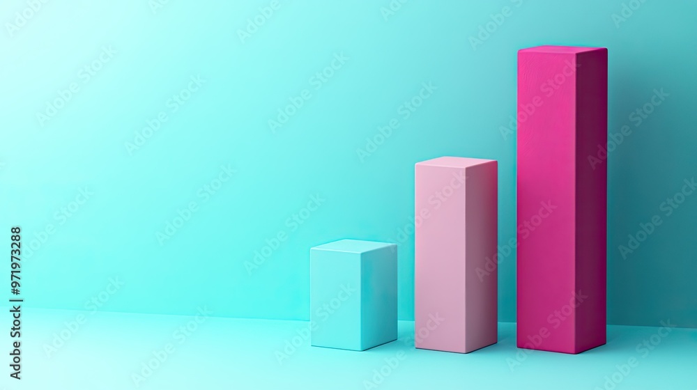 Poster 3d bar chart showcasing the hierarchy of business costs on a clean surface, copy space.