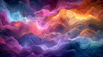 Fototapeta premium 3D colorful waves and clouds